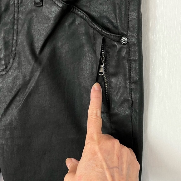 Opus Emily Refined Coated Black Jeans Skinny Fit Size Euro 36 US 6 Chic Moto - Picture 7 of 16